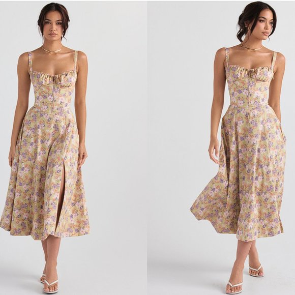 House of CB Dresses & Skirts - House of CB 'Carmen' Peony Print Bustier Sundress NWOT